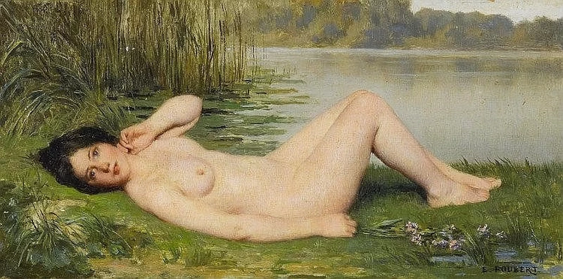 Nudo sdraiato sulla riva
